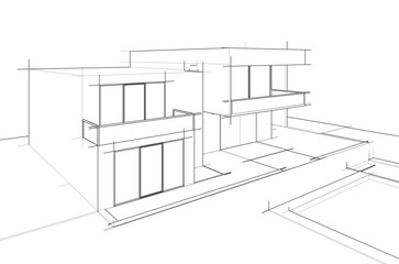 architectural sketch of a house