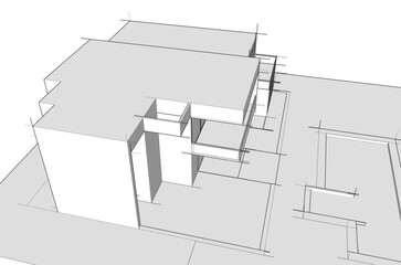 architectural sketch of a house