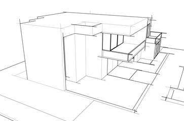 architectural sketch of a house