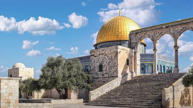 Mousque of Al-Aqsa in the Old City of Jerusalem - Palestine. Golden Dome of the Rock.