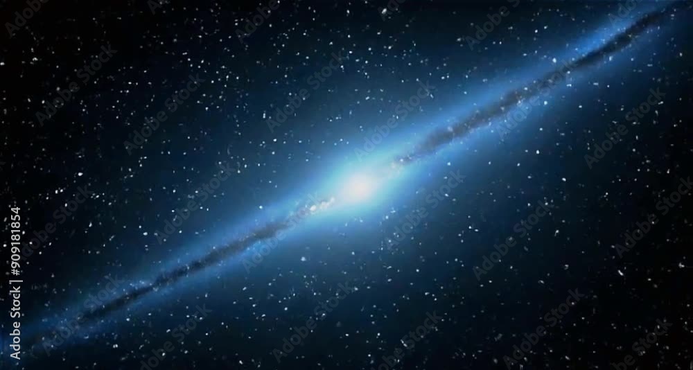 Wall mural seamless loop galaxy exploration through outer space towards glowing milky way galaxy. 4k looping an