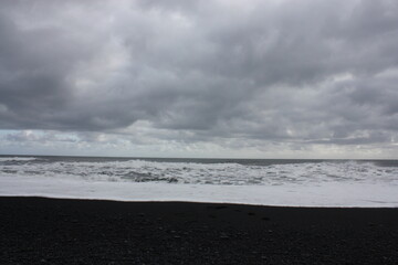 Rainy black beach iceland