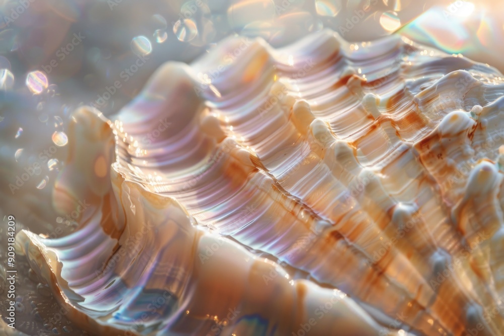 Poster Close-up shot of a seashell with bubbles rising from it