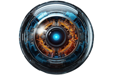 Robotic Eye PNG robot cyborg eyeball isolated on white and transparent background - futuristic Artificial Machine eye Machine perception security technology concept
