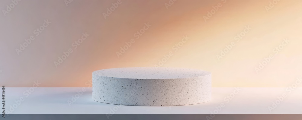 Poster white cylindrical podium with soft gradient background for product display