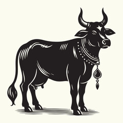 Indian Cow Silhouette Vector Illustration Design