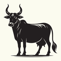 Fototapeta premium Indian Cow Silhouette Vector Illustration Design