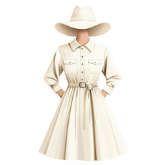Fototapeta premium A woman is wearing a white dress and a white hat
