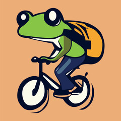 
Frog on a bicycle, vector illustration, eps10. cute cartoon character on a bicycle. To decorate your designs and stickers in a cartoon style