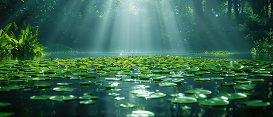 Obraz premium Urban wetland park with water filtration systems, supporting amphibian habitats, [wetland park], [amphibian habitat]