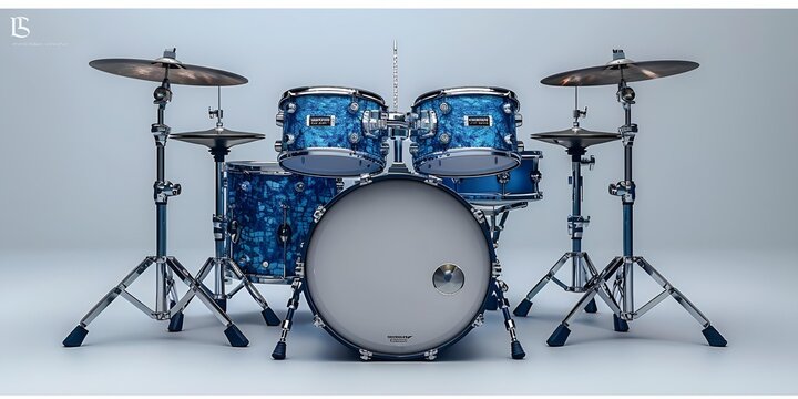 a drum set with a white drum set.

