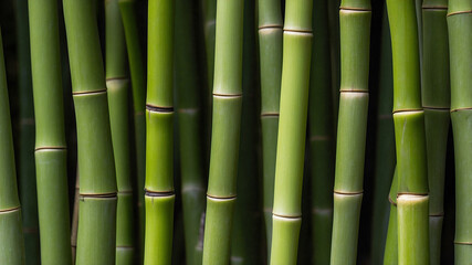 Fototapeta premium Dense Green Bamboo Stalks Close-Up