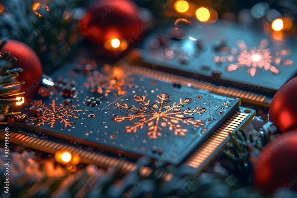 Poster a close up of a computer chip.