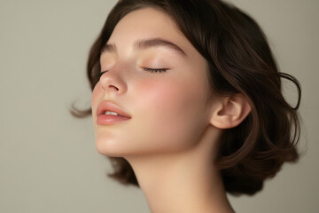 Fototapeta premium A close up of a girl's face with her eyes closed