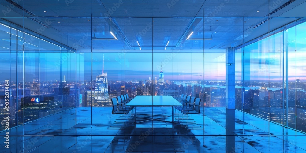 Poster urban landscape view from a high-rise building at nighttime, suitable for use in travel or architect
