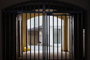 Closed dark gate for private property and safety from crime