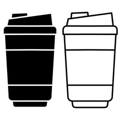 Hot coffee cup icon. Paper coffee cup icon isolated on white background.