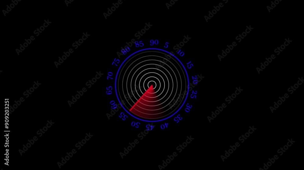 Poster radar icon animation in redio wave animation with black background