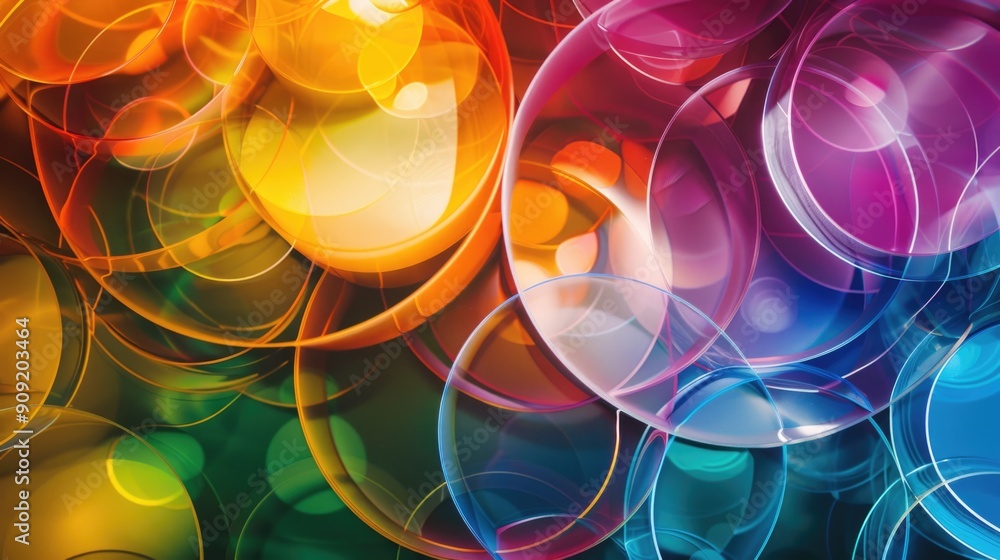 Poster A cluster of colorful soap bubbles captured up close