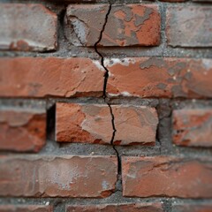 Obraz premium Illustrate the intricate patterns of cracks in aged brickwork