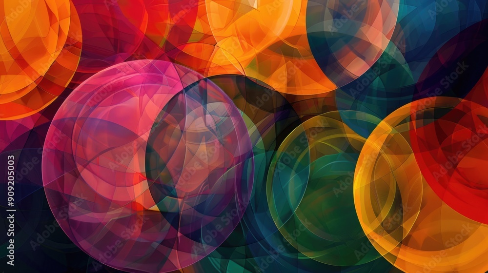 Poster a collection of vibrant circles against a dark backdrop