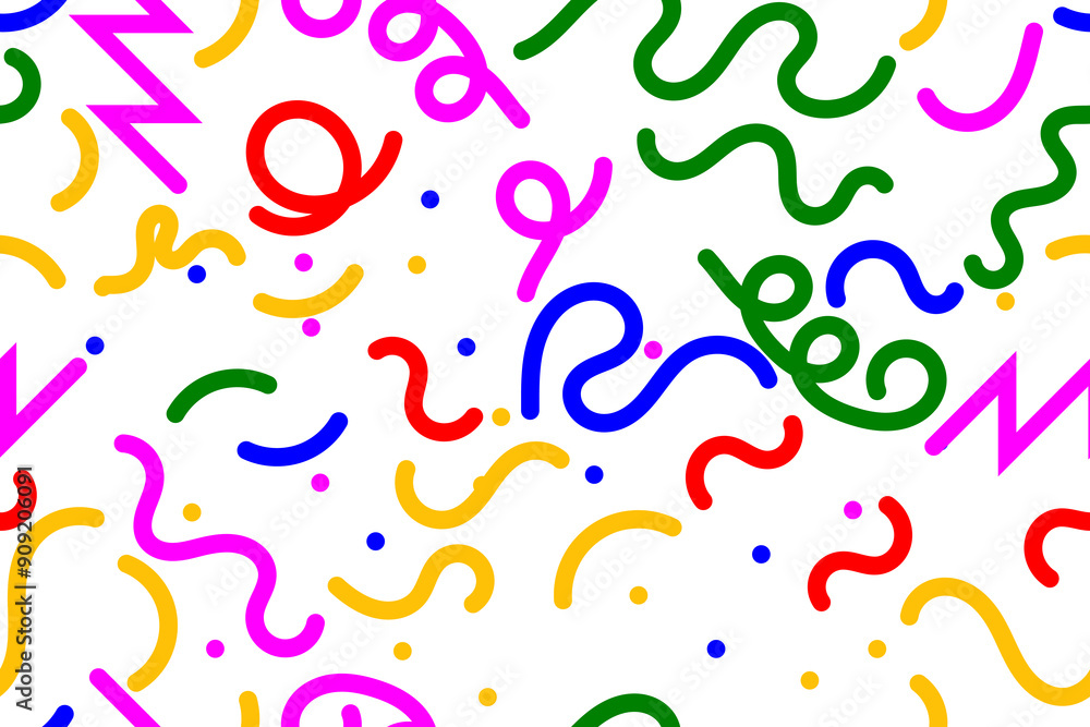 Aufkleber fun colorful line doodle seamless pattern. creative minimalist style art background for children or 