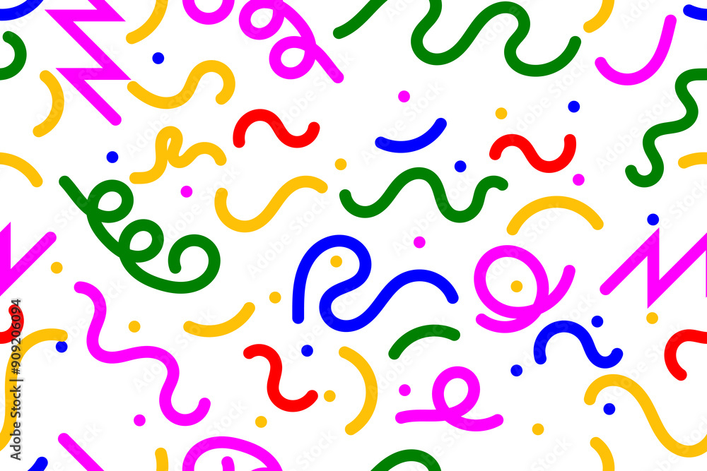 Aufkleber fun colorful line doodle seamless pattern. creative minimalist style art background for children or 