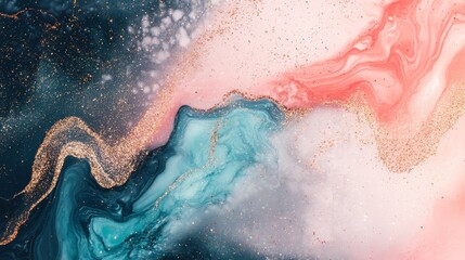 Fototapeta premium Abstract marble texture in pastel soft color with glitter sparkles with shimmering glitter details. Marble stone flat top view backgrounds