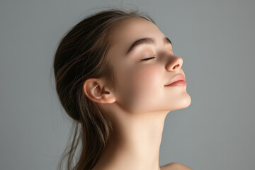 Fototapeta premium A close up of a girl's face with her eyes closed