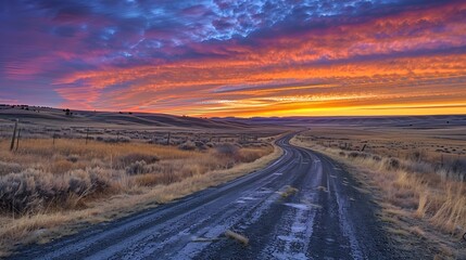 Fototapeta premium sunset over the road