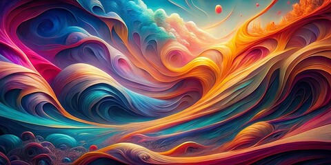 Fototapeta premium Abstract Swirling Colorscapes A Digital Painting of Fluid, Intertwining Forms, abstract, digital art, painting, colorful,