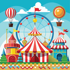 Vector of Circus, fun fair, amusement park theme template, festive template