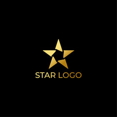 Luxury Gold Star logo design concept isolated on black background.