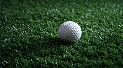 Fototapeta premium A golf ball is resting on an artificial grass surface.