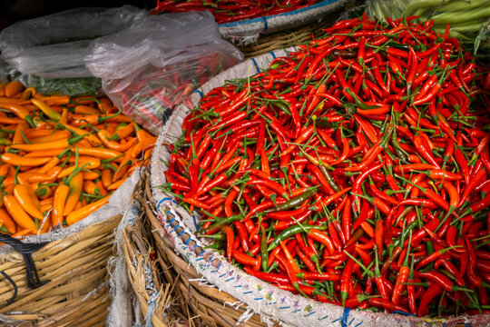 Pepper stand in a food market in Pukhet, Thailand