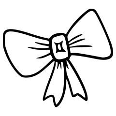smooth bow tie hand drawn outline illustration