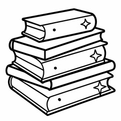 A stack of fairy tale books line art vector