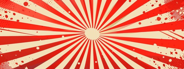 Fototapeta premium Cute and fun red pop art style poster banner background with empty space for mockup design.