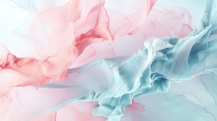Fototapeta premium Abstract pink and light blue flowing texture provides a soft, ethereal background ideal for luxury product promotion or cosmetic advertising.
