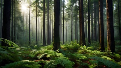 Obraz premium Wild Forest Showcasing Dense Trees