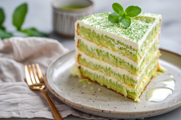 Pandan Sponge Cake or Pandan Chiffon Cake. Green cake.