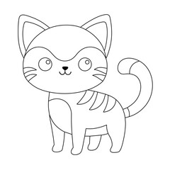 Cat hand-drawn outline for coloring book