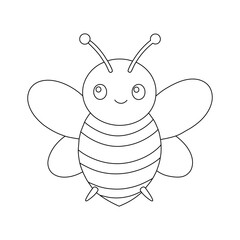 Bee hand-drawn outline for coloring book