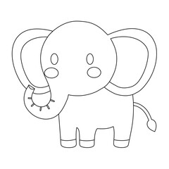 Elephant hand-drawn outline for coloring book