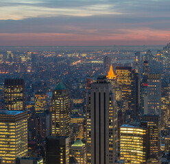Fototapeta premium View of New York Manhattan during sunset hours