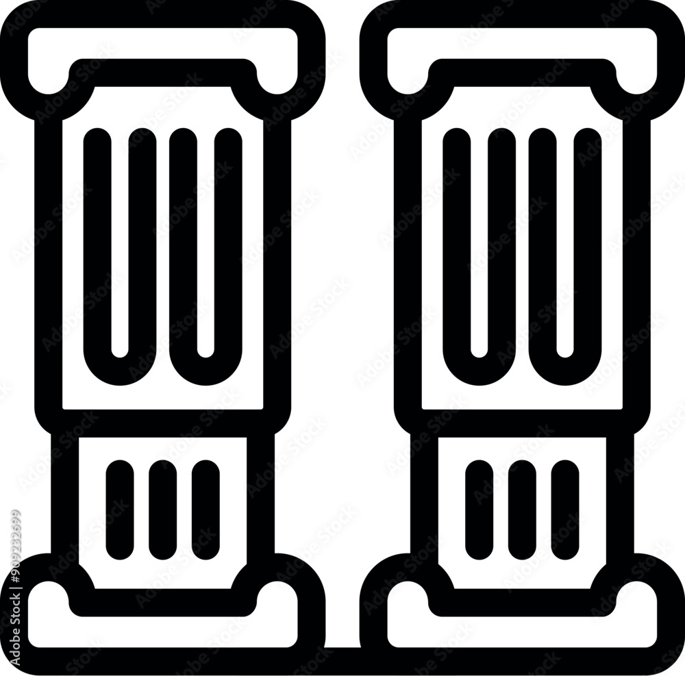 Poster simple line drawing of two fluted columns, representing ancient greek or roman architecture