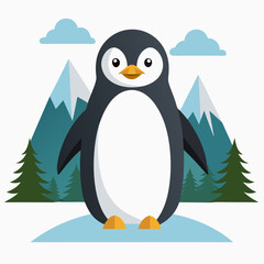 Badge Animal  Penguin  Mountain Forest Landscape art vector