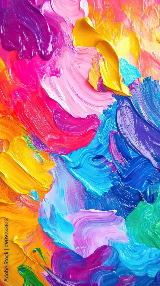 Poster vibrant abstract artwork featuring organized chaos of colorful swirls and dynamic patterns