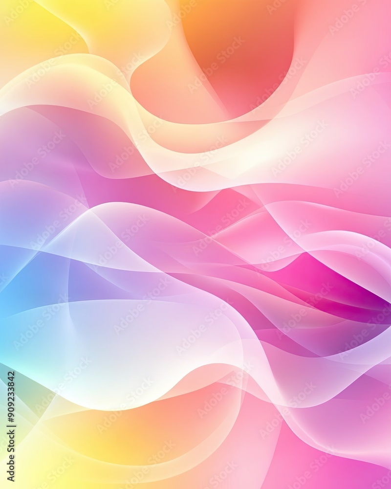 Poster soft abstract gradient background with hot pastel colors and fluid shapes