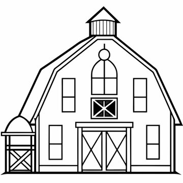 recommend clip art: Barn line art vector